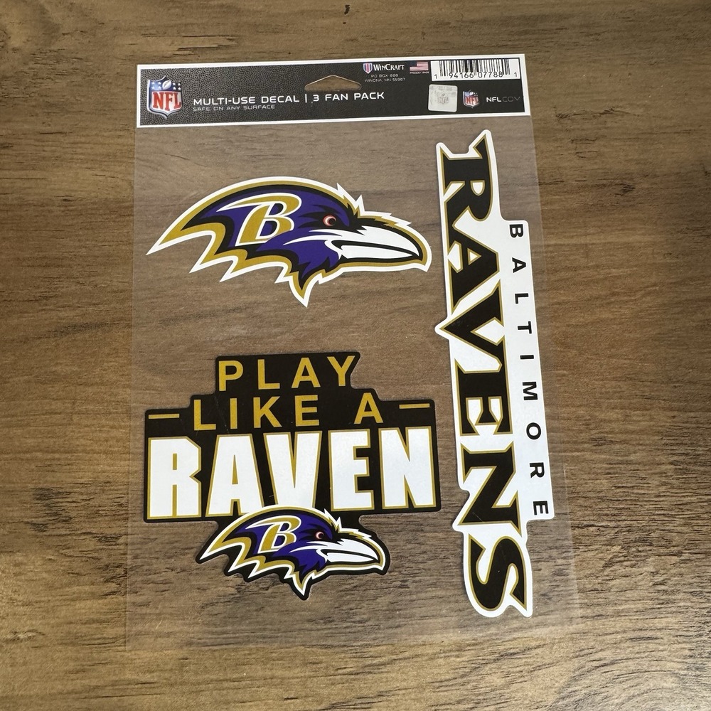 Baltimore Ravens NFL Multi Use Decal 3 Fan Pack WinCraft Stickers‎ New